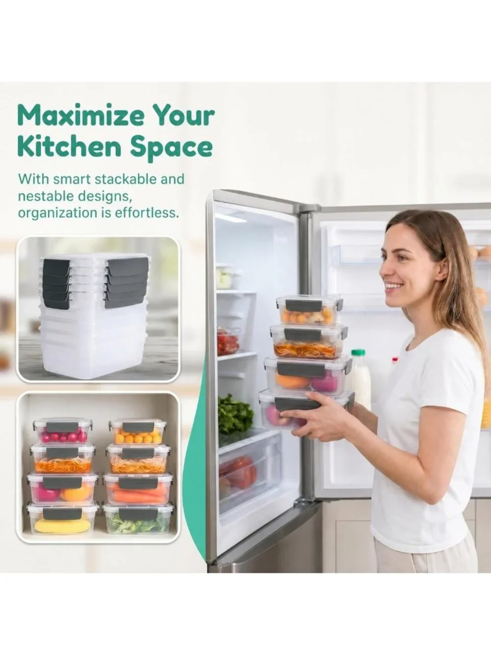 5-Pack 3-Cup BPA-Free Plastic Food Storage Containers with Snaplock Lids